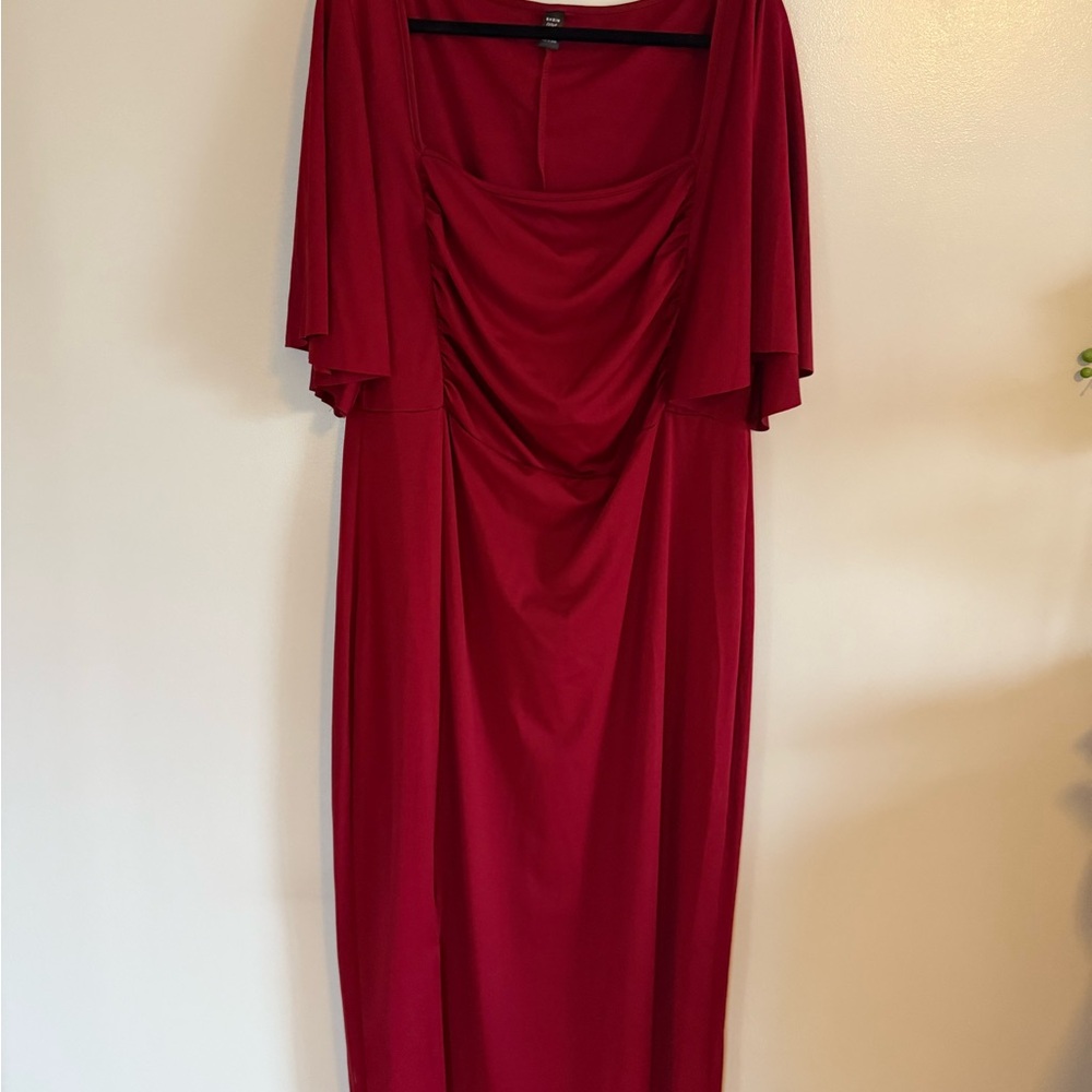 SHEIN Red Draped Midi Dress